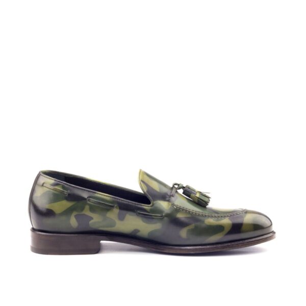 Men's Khaki Green Camo Patina Loafers with Tassels