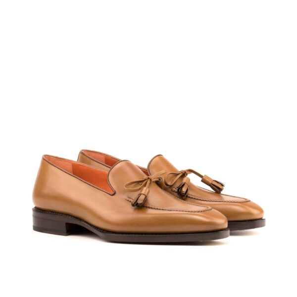 Men's Loafer Cognac Toe Tap Brown Calf with Tassels