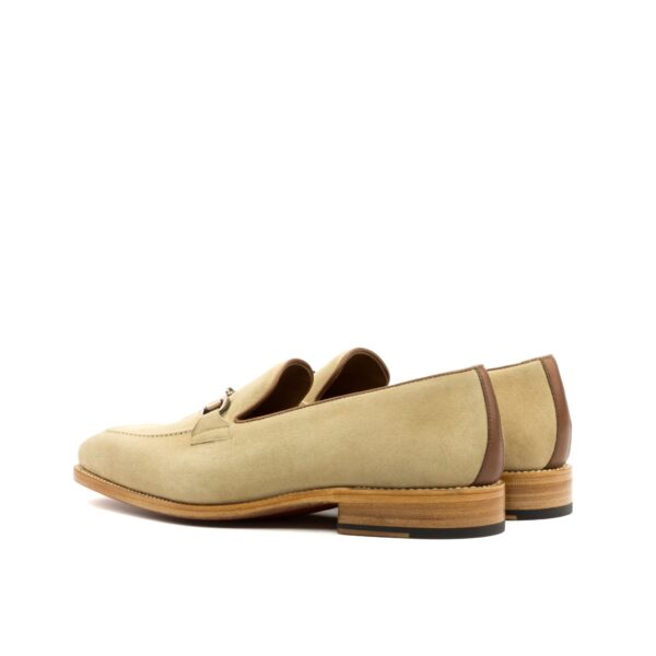 Men's Loafer in Taupe Italian Suede and Tan Calf Leather