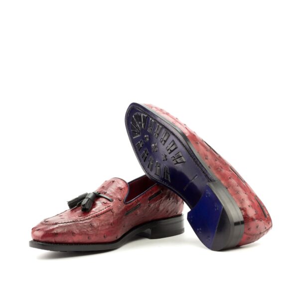 Men's Loafers in Red Ostrich with Tassels