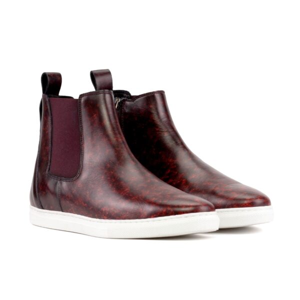 Men's Marble Burgundy Patina Chelsea Sneaker Boots