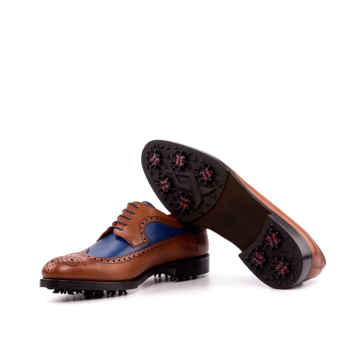 Men's Medium Brown and Navy Wingtip Golf Shoes