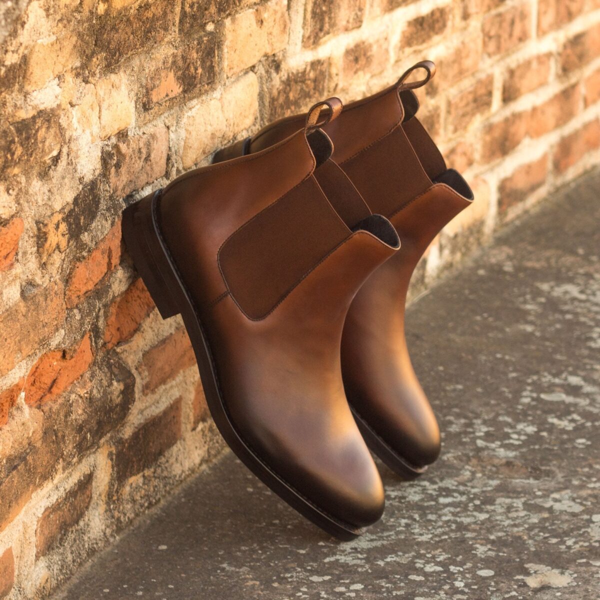 Men's Medium Brown Calf Chelsea Boots with Light Burnishing