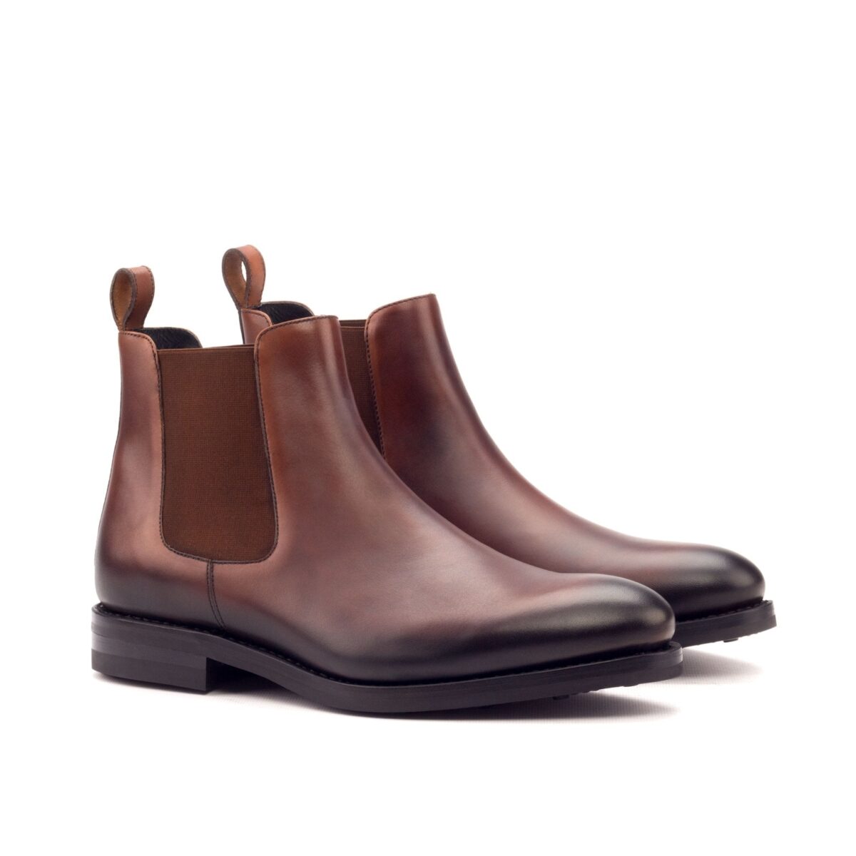 Men's Medium Brown Calf Chelsea Boots with Light Burnishing