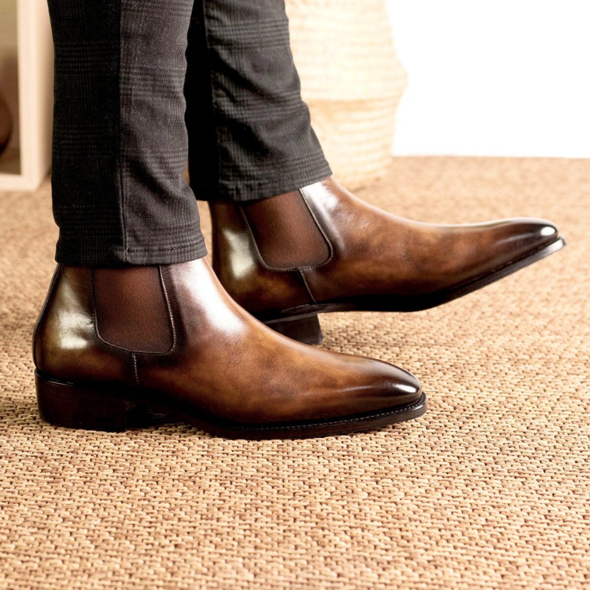 Men's MKC Fastlane Chelsea Boots in Tobacco Patina with High Heel