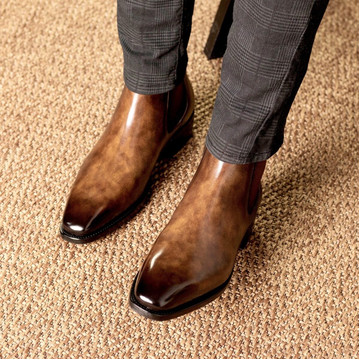 Men's MKC Fastlane Chelsea Boots in Tobacco Patina with High Heel