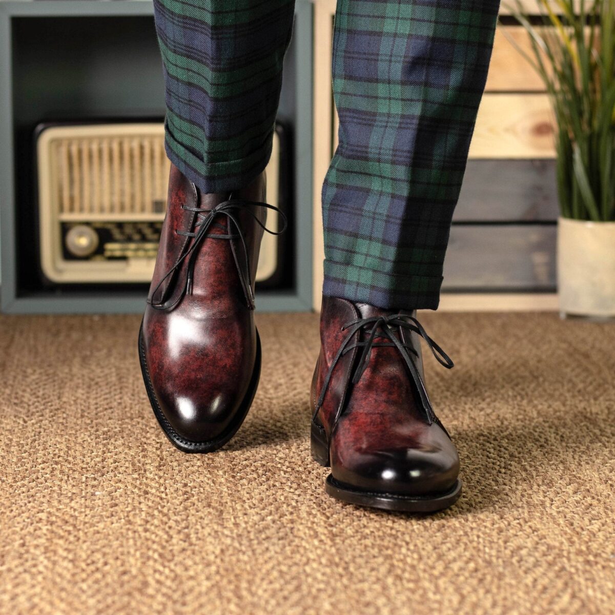 Men's MKC Fastlane Chukka Boots in Burgundy Patina