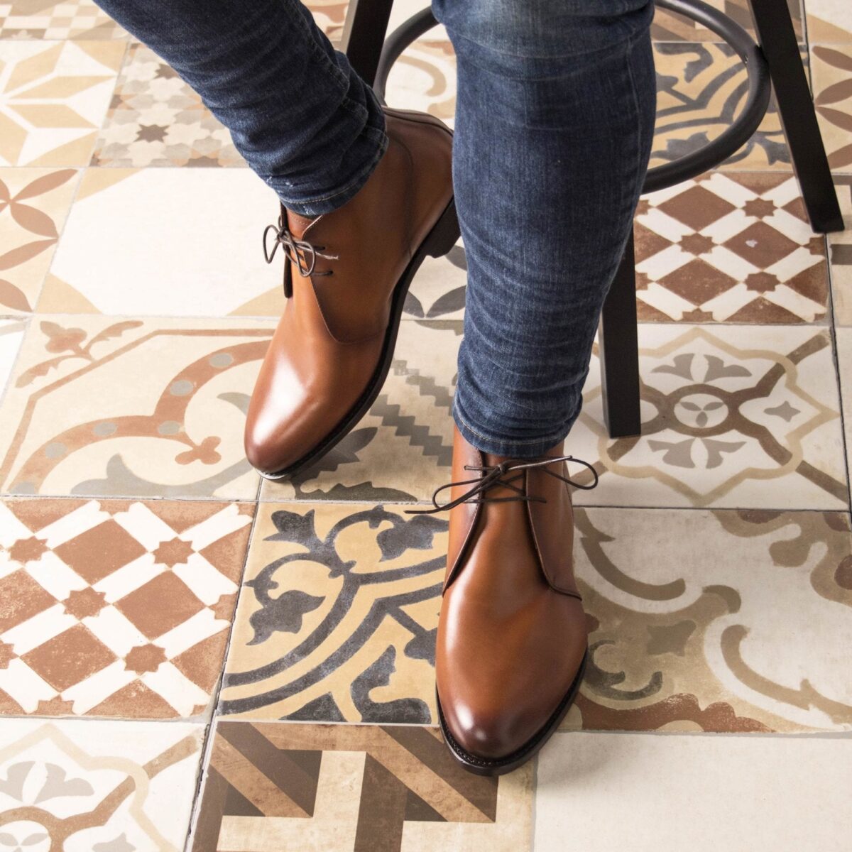 Men's MKC Fastlane Chukka Boots in Cognac Italian Calf