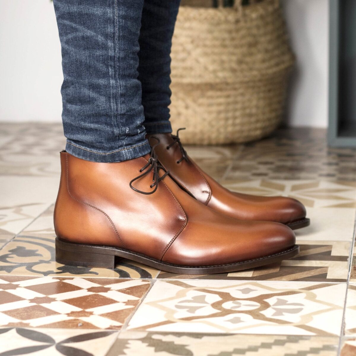 Men's MKC Fastlane Chukka Boots in Cognac Italian Calf