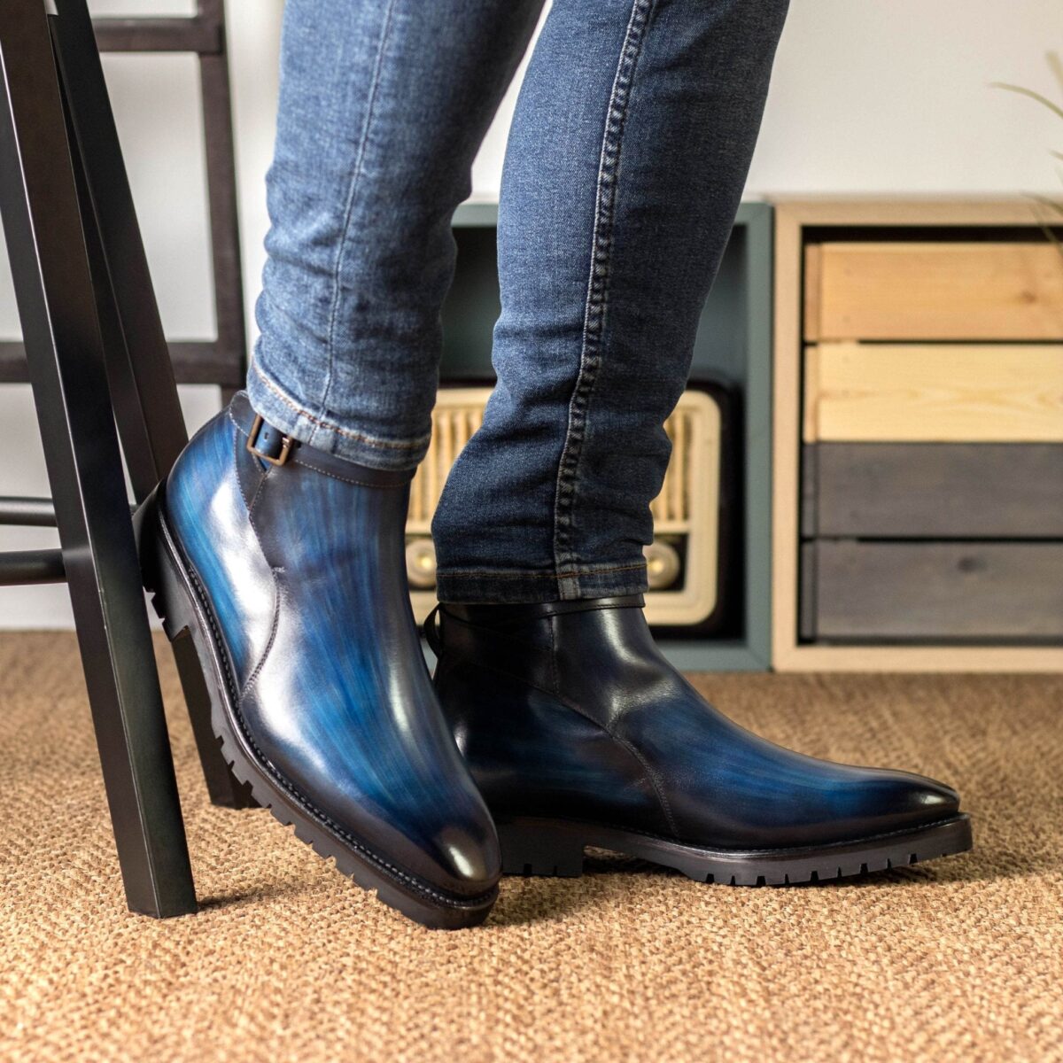 Men's MKC Fastlane Jodhpur Boots in Blue Patina with Commando Sole