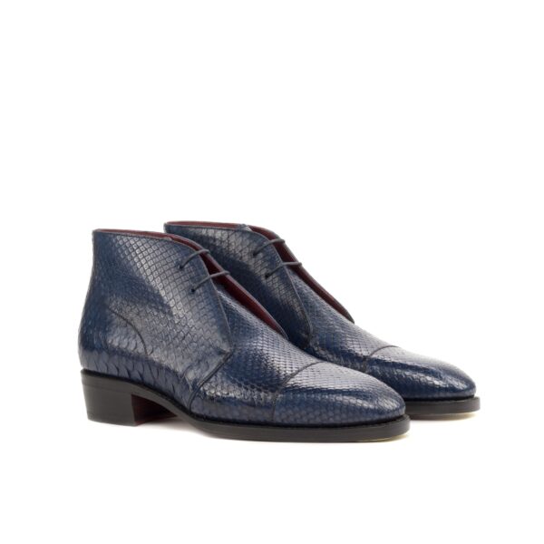 Men's Navy and Red Python Chukka Boot with Toe Taps and High Heel