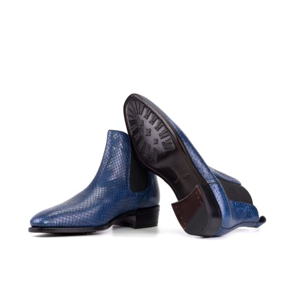 Men's Navy Blue Python Chelsea Boots with High Heel