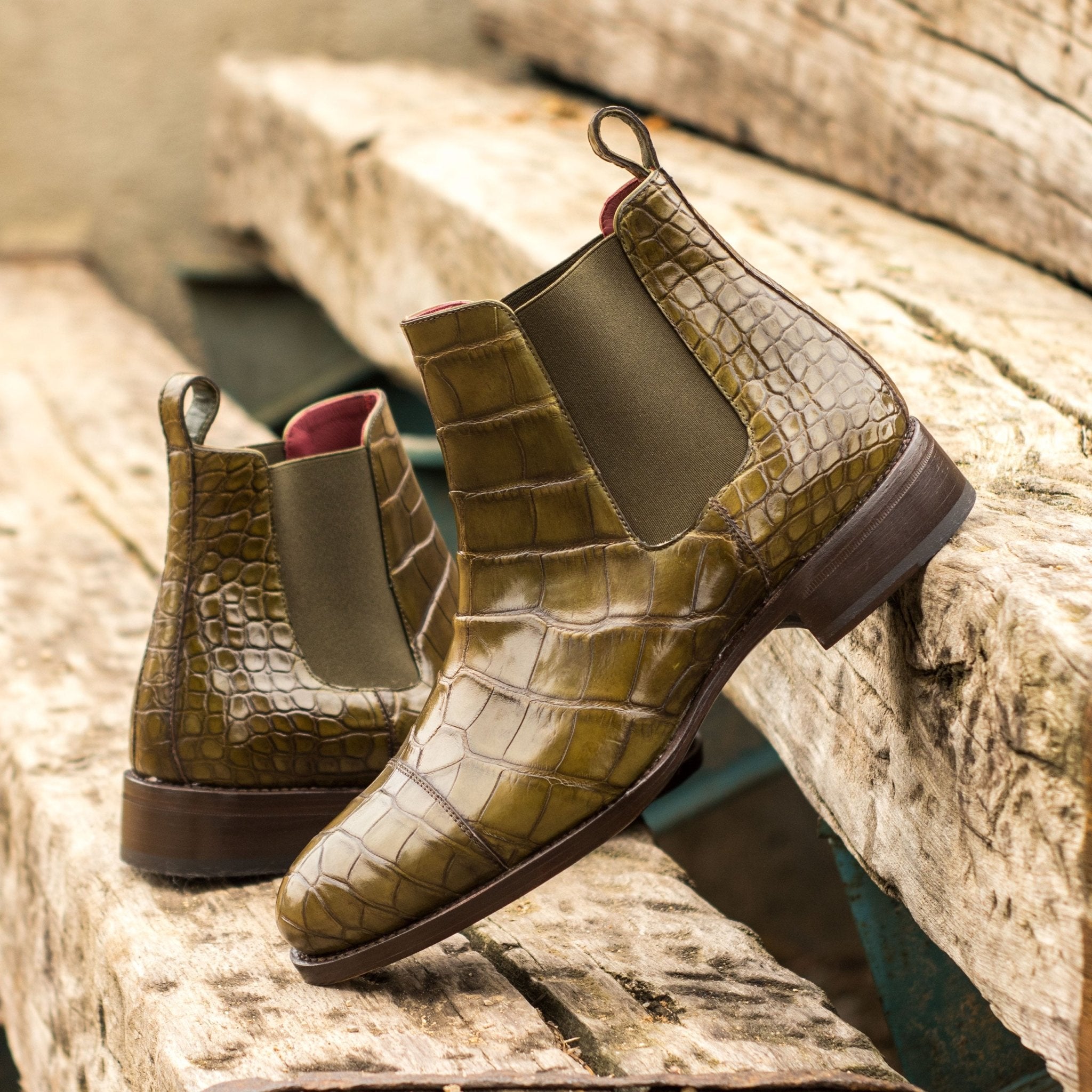 Olive chelsea boots best sale