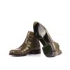Men's Olive Alligator Chelsea Boots High Heel and Toe Taps