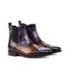 Men's Purple Green Cognac Denim Hand-painted Patina Chelsea Boots