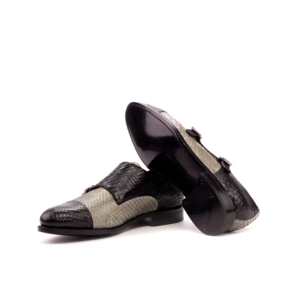 Men's Python Double Monk Strap in Black and Grey