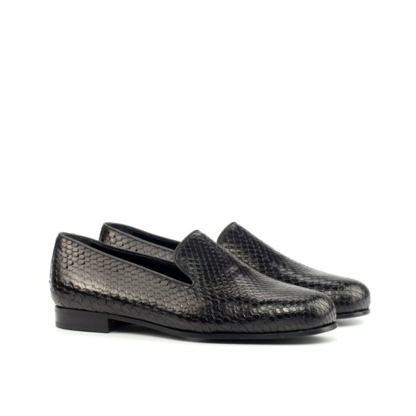 Men's Ronde Black Python Smoking Slippers