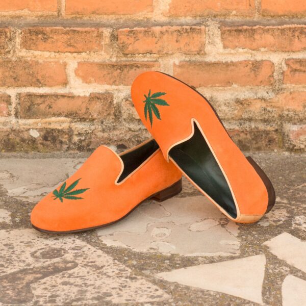 Men's Ronde Orange Toker Smoking Slippers with Embroidery