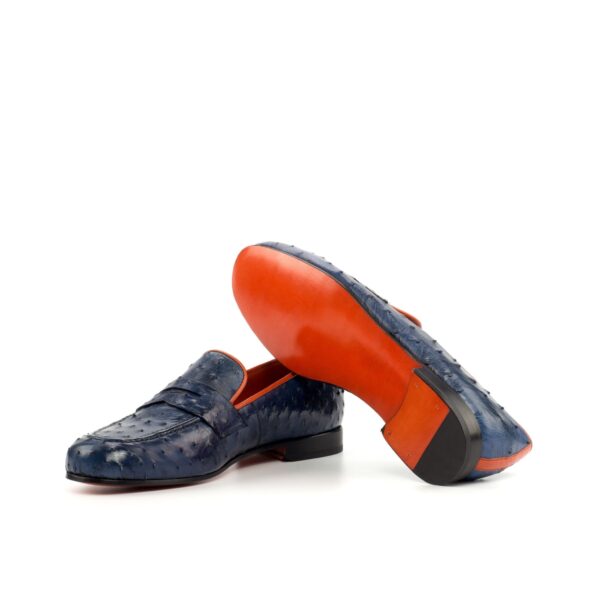 Men's Ronde Ostrich Smoking Slippers in Navy and Orange