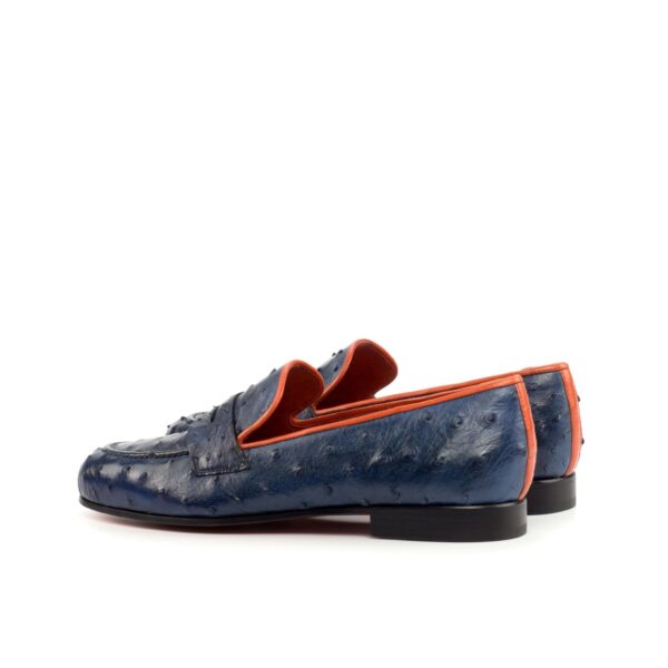 Men's Ronde Ostrich Smoking Slippers in Navy and Orange