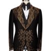 Men's Shawl Lapel Black and Gold Rhinestone Embellished Three Piece Tuxedo