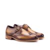 Men's Single Monk Strap Wingtips in Cognac Brown Patina