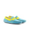 Men's Turquoise and Yellow Suede Driving Loafers