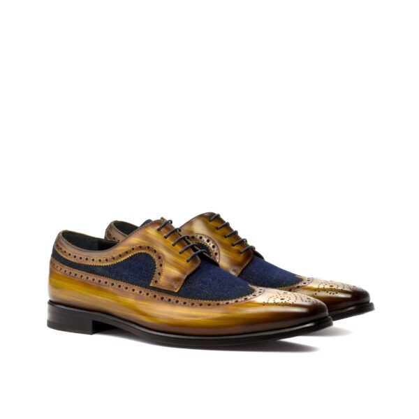 Men's Wingtips in Denim and Cognac Patina