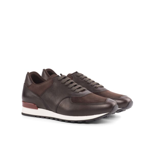 Men's Scarpa Jogging Sneakers in Brown Suede and Pebble Grain