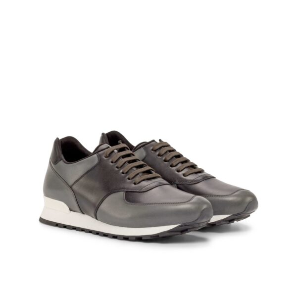 Men's Scarpa Jogging Sneaker in Black and Grey Hand-painted Calf