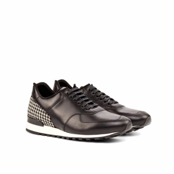 Men's Scarpa Jogging Sneakers in Houndstooth and Black Calf