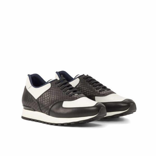 Men's Scarpa Jogging Sneaker in Black Python and White Calf