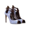 Tobillo 4 Inch Heels in Chocolate Brown and Blue Croco Print