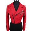 Women's Mejor Cropped Red Python Biker Jacket