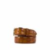 Cognac Croco Print Calf Leather Belt 2