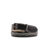 Black Calf Leather Belt with Houndstooth Accents