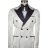 Men_s Double Breasted Peak Lapel Two Piece Tuxedo in White and Black with Splotch Pattern 2