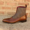 's Balmoral Boots in Tweed and Medium Brown Calf