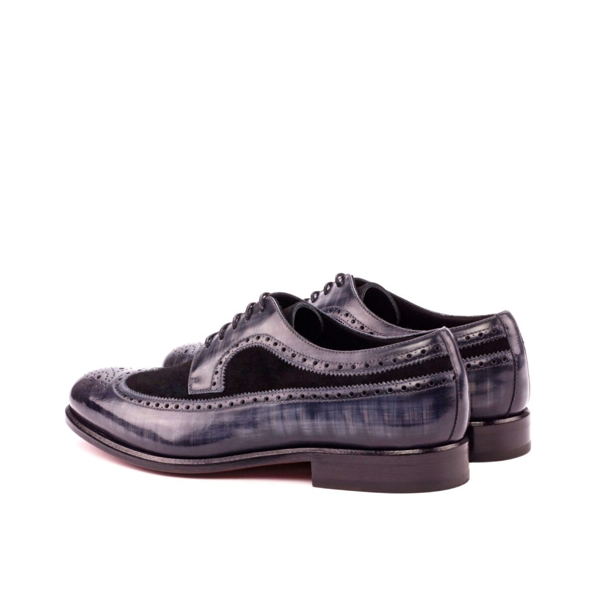 's Black Suede and Grey Patina Wingtips 2