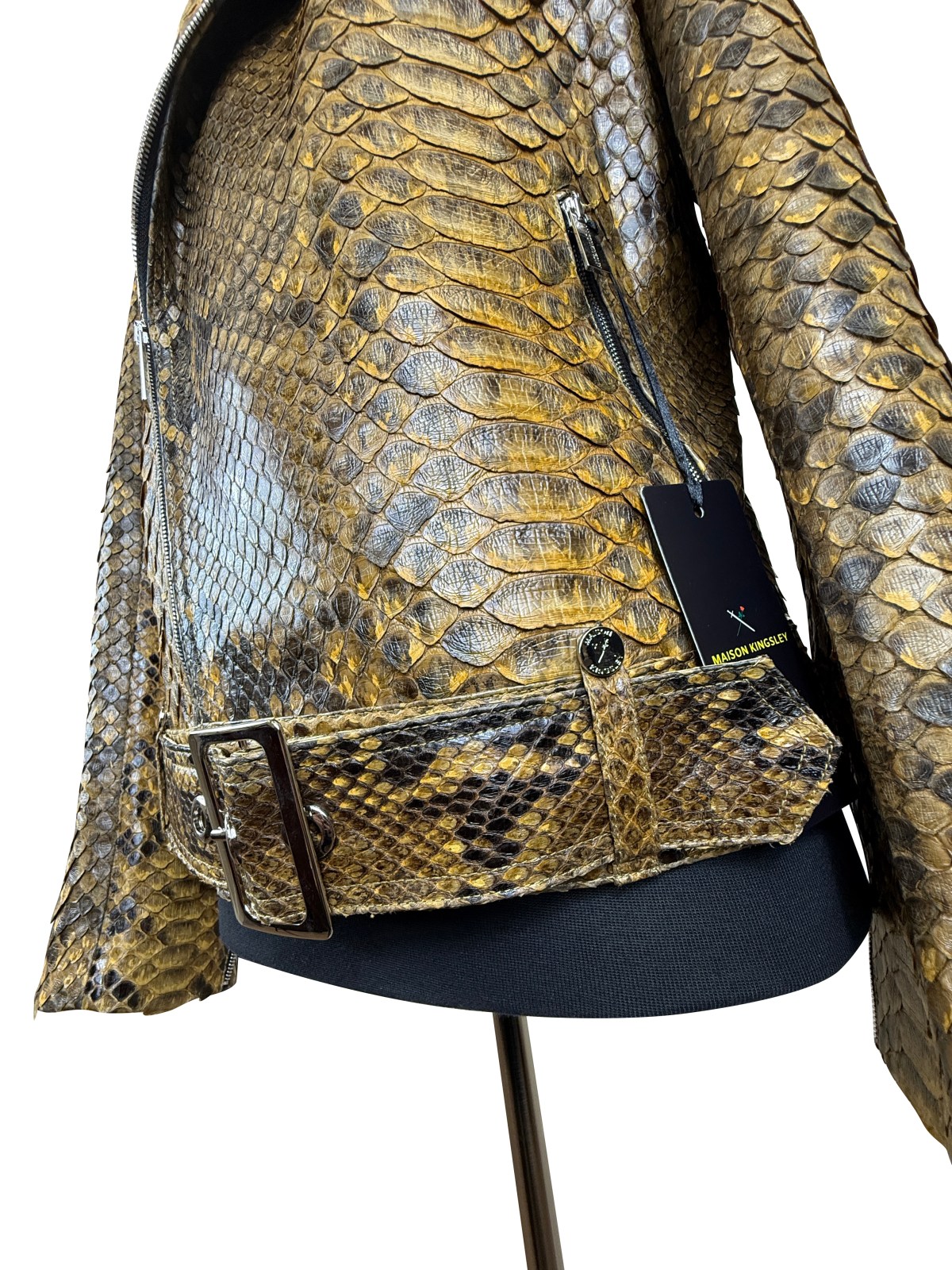Men's Hendrix Light Brown Python Biker Jacket