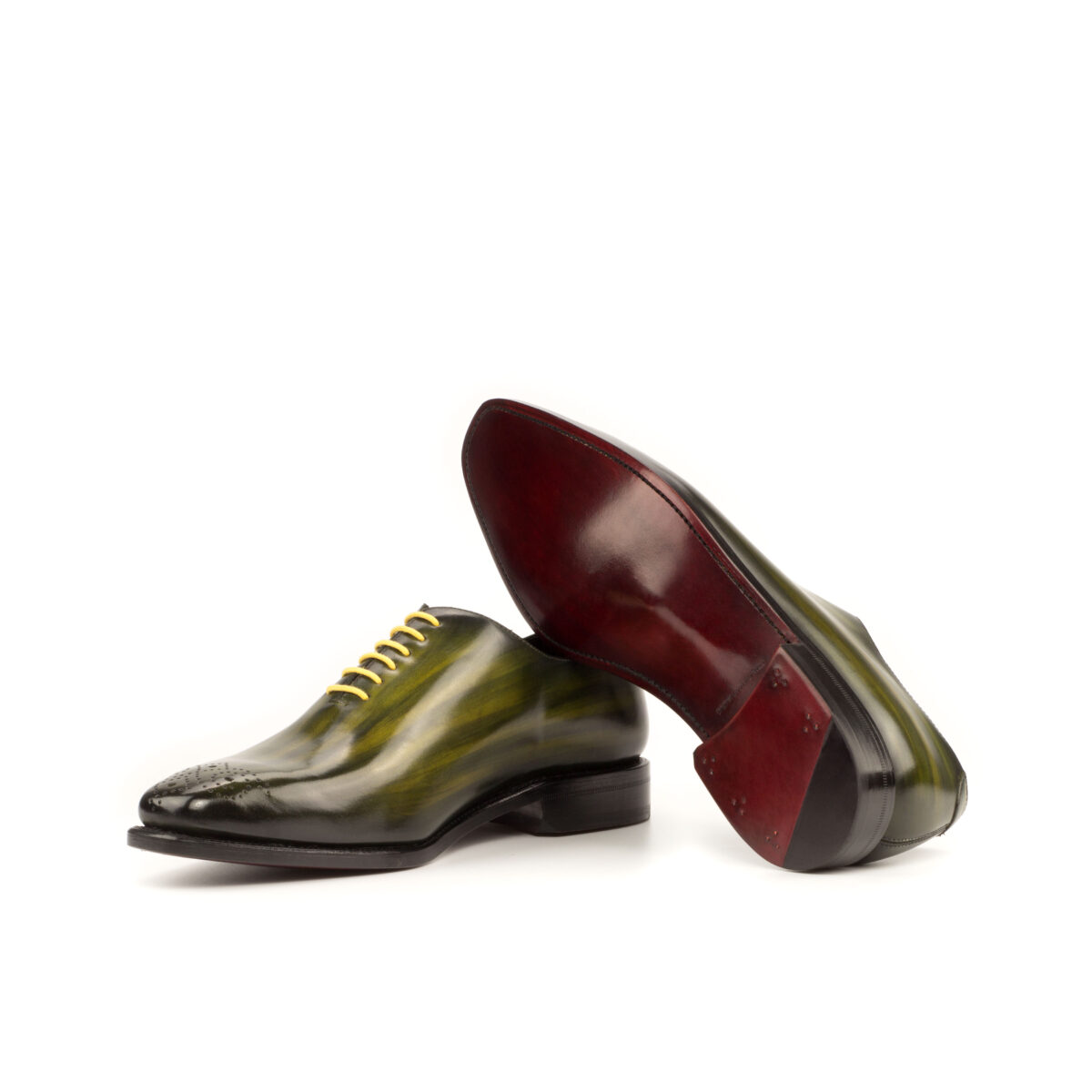 Men's Khaki Green Whole Cut Patina Dress Shoe