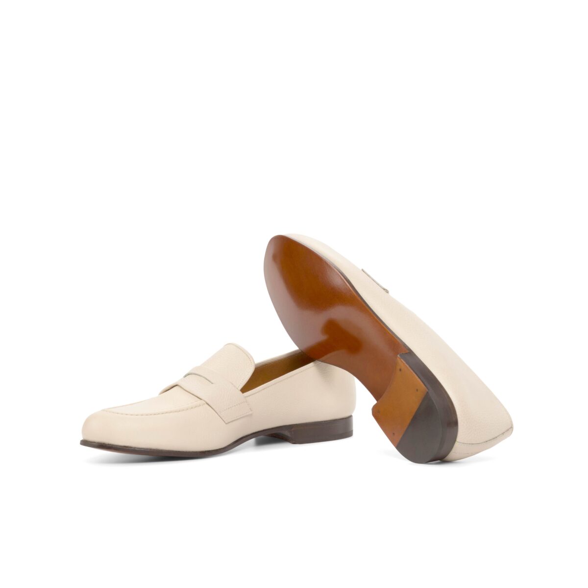 Men's Ronde Smoking Slippers in Nude Full Grain Leather