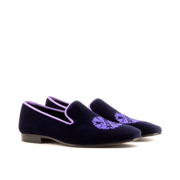 's Carré Purple Velvet Embroidered Smoking Slippers