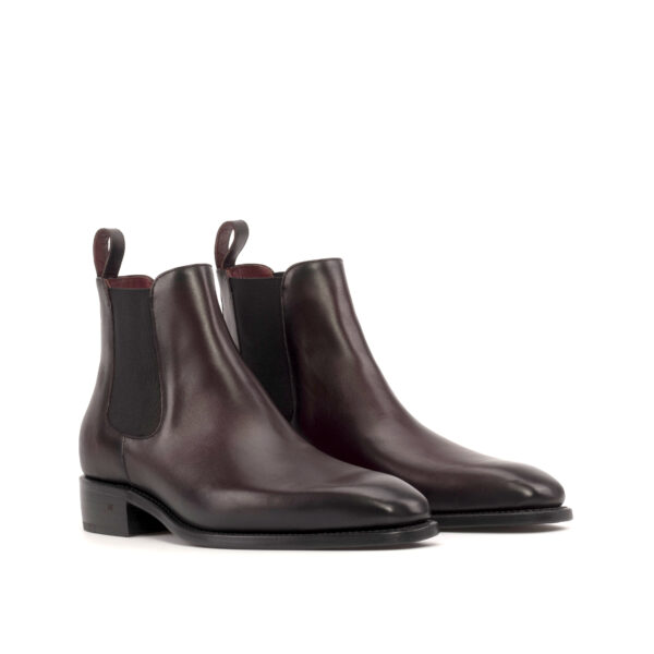 Men's Oxblood Chelsea Boots with High Heel and Skull Art Sole