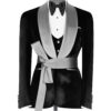 Men's Black and Grey Shawl Lapel Tuxedo with Waist Tie
