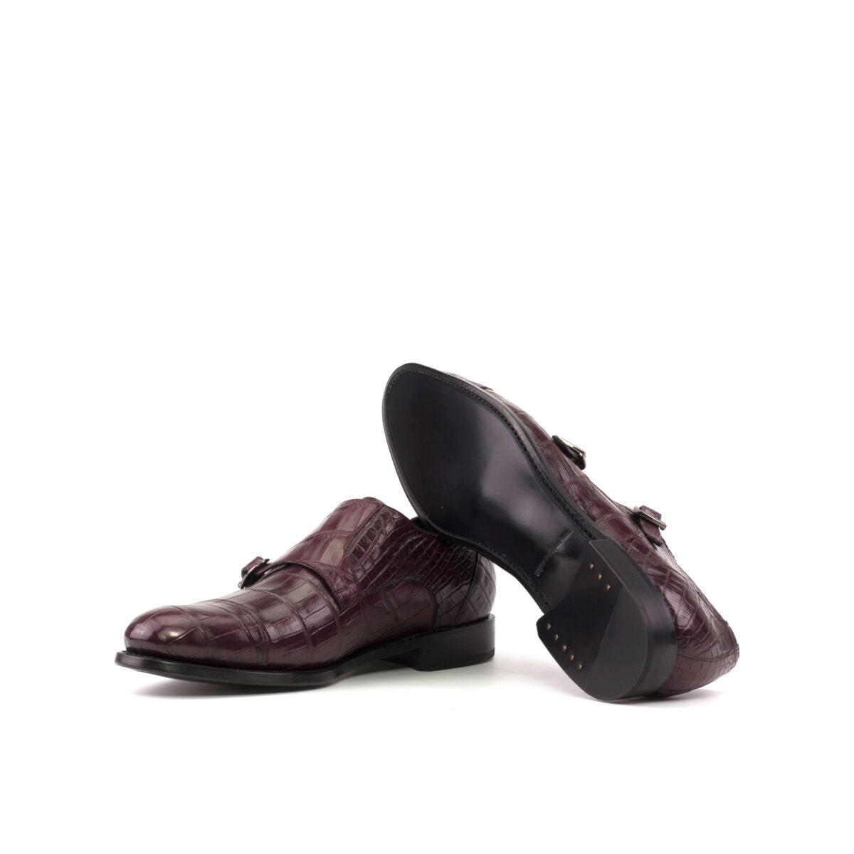 Men's Burgundy Alligator Double Monk Strap