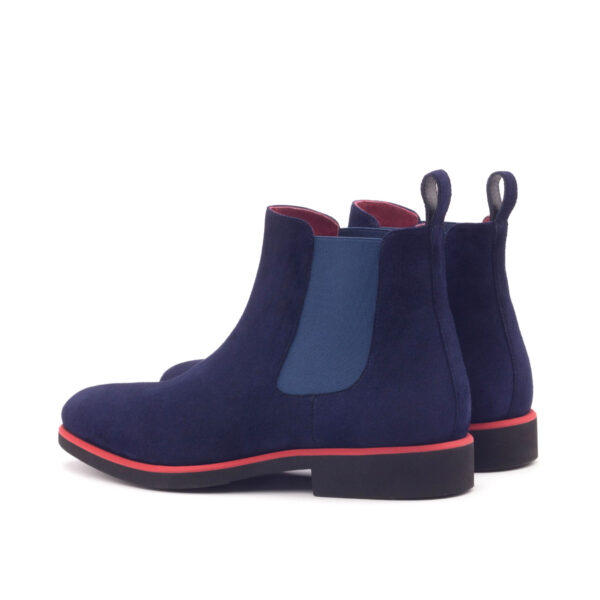 Men's Navy Suede Chelsea Boots with Red Accent Trim