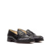 Men's Black Bespoke Alligator Loafers with Toe Taps