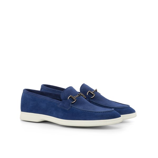 LP1 Custom Casual Loafer with Horsebit in Navy Suede