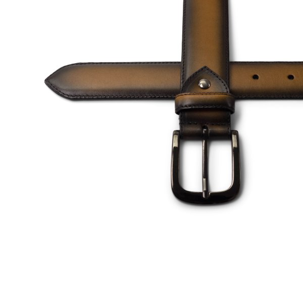 Mens MKC Fastlane English Tan Belt with Burnishing